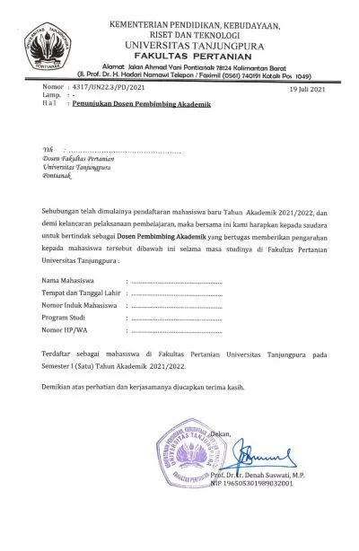 Panduan Mahasiswa Baru Fakultas Pertanian Untan Tahun 2021 Page 0002