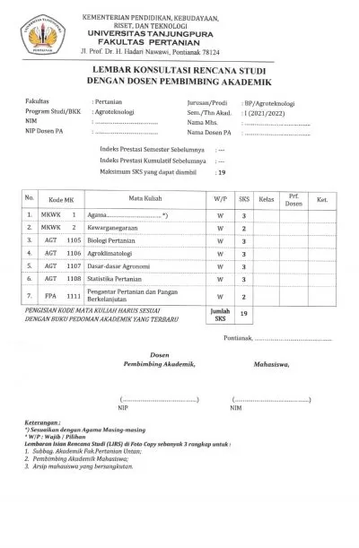 Panduan Mahasiswa Baru Fakultas Pertanian Untan Tahun 2021 Page 0003