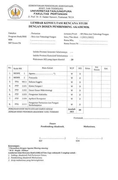 Panduan Mahasiswa Baru Fakultas Pertanian Untan Tahun 2021 Page 0006