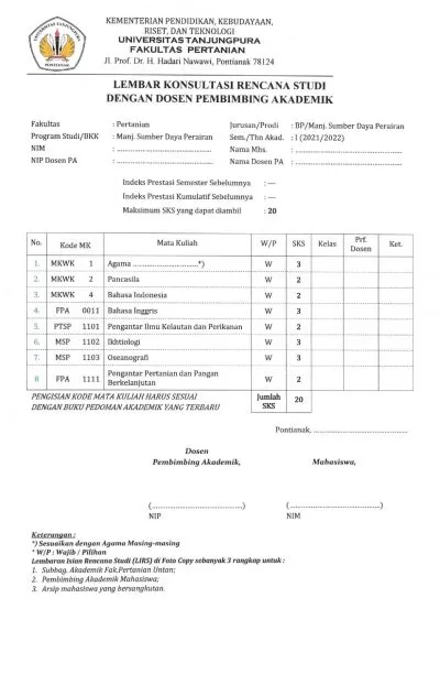 Panduan Mahasiswa Baru Fakultas Pertanian Untan Tahun 2021 Page 0007