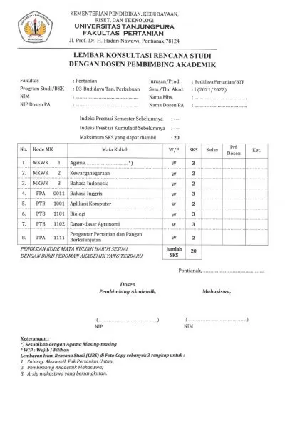 Panduan Mahasiswa Baru Fakultas Pertanian Untan Tahun 2021 Page 0008